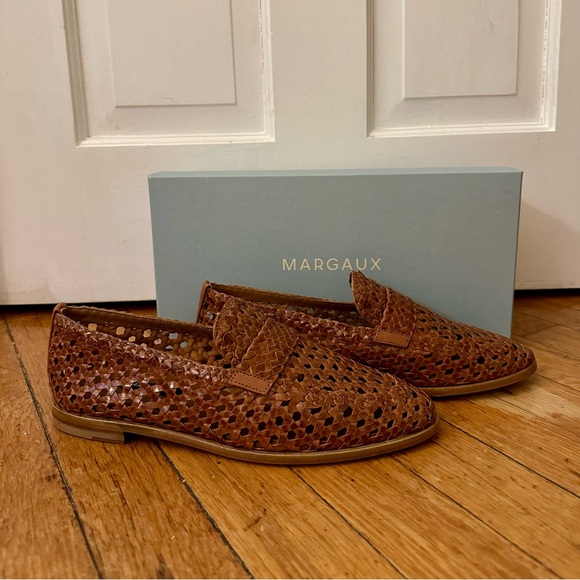 ✨🆕 NWB Margaux Andie cognac brown woven leather loafer, 38N - Picture 5 of 10